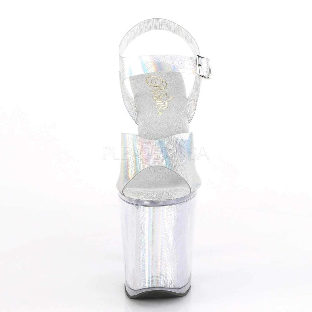 SS-XTREME-808N-CRHM Platform Sandal | Silver Faux Leather-Final Sale-SEXYSHOES.COM