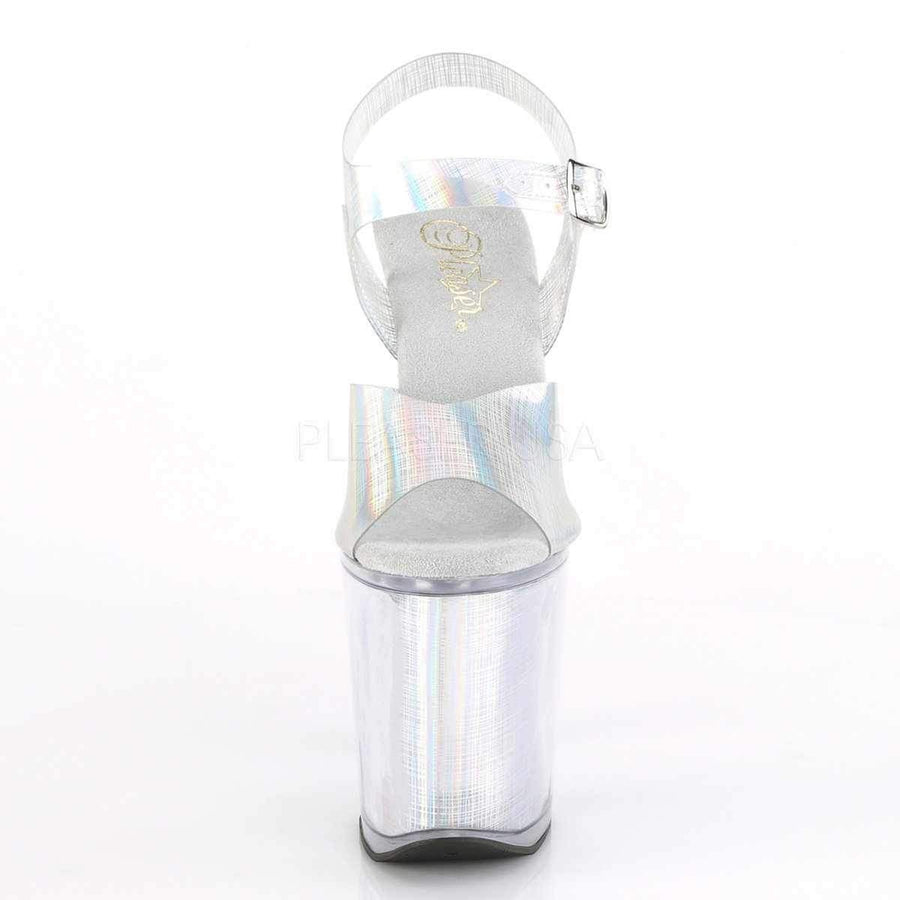 SS-XTREME-808N-CRHM Platform Sandal | Silver Faux Leather-Final Sale-SEXYSHOES.COM
