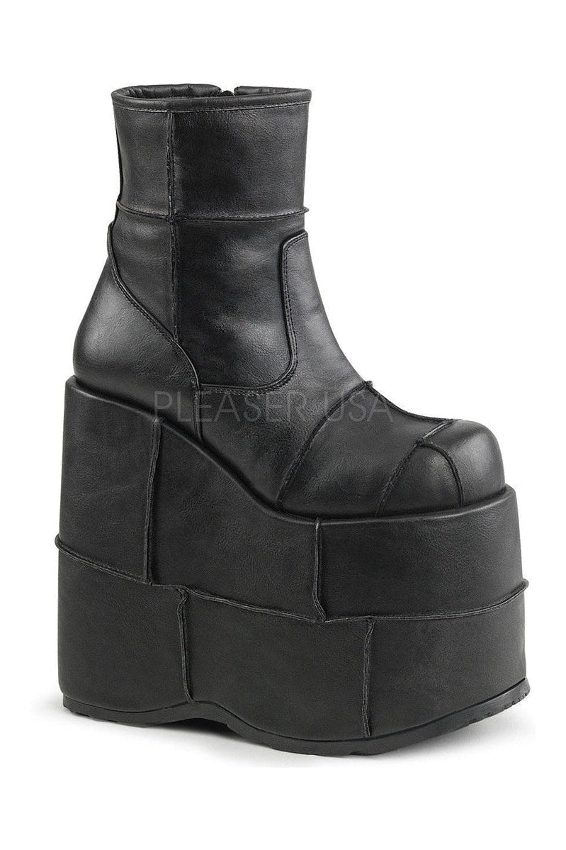 STACK-201-Black|Faux Leather-Demonia-Black-Ankle Boots-SEXYSHOES.COM