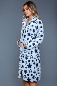 Star Print Flannel Robe-Gowns + Robes-BeWicked-SEXYSHOES.COM