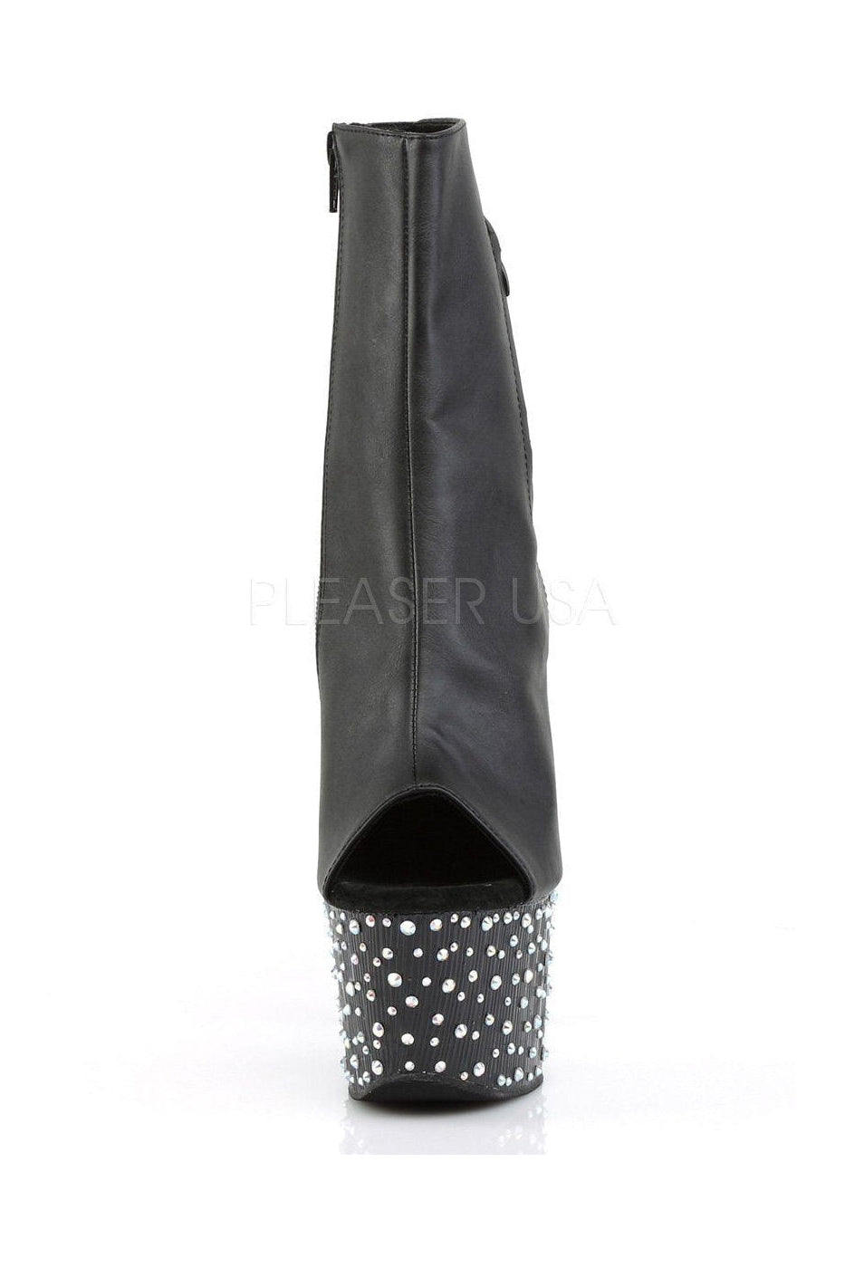 STARDANCE-1018-7 Platform Boot | Black Faux Leather-Pleaser-Ankle Boots-SEXYSHOES.COM