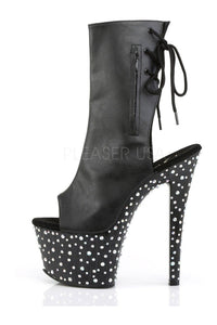 Pleaser STARDANCE-1018-7 Platform Boot in Black Faux Leather