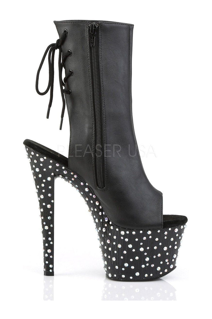 Pleaser STARDANCE-1018-7 Platform Boot in Black Faux Leather