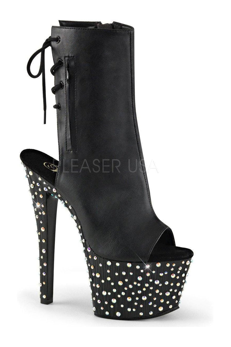 Pleaser STARDANCE-1018-7 Platform Boot in Black Faux Leather from SexyShoes.com