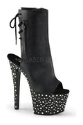 STARDANCE-1018-7 Platform Boot  | Black Faux Leather