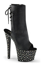 STARDANCE-1018-7 Platform Boot  | Black Faux Leather