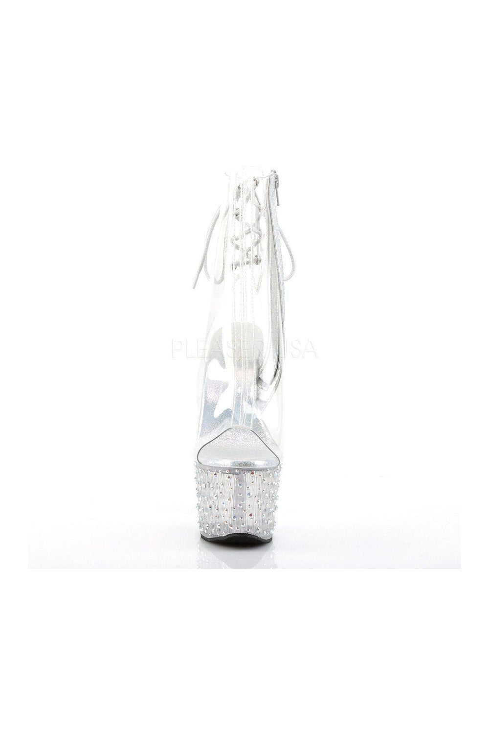 Pleaser STARDANCE-1018C-7 Platform Boot in Clear Vinyl
