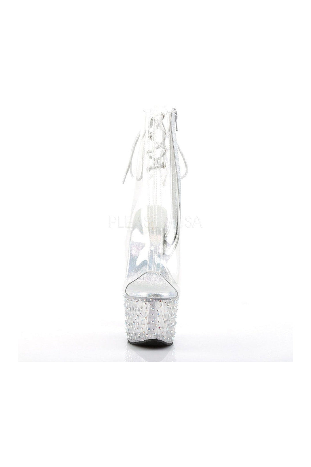 Pleaser STARDANCE-1018C-7 Platform Boot in Clear Vinyl