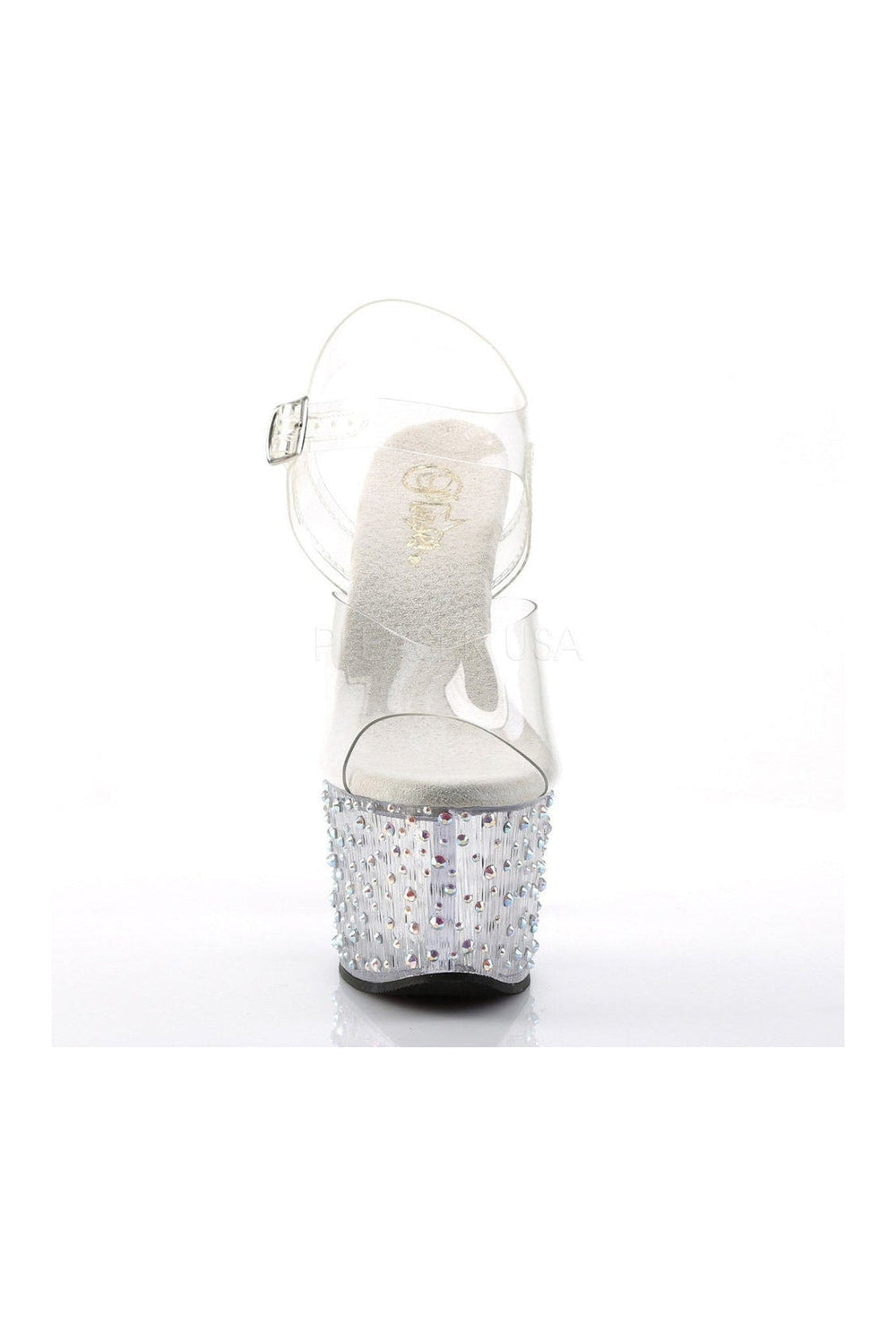 Pleaser STARDANCE-708 Platform Sandal in Clear Vinyl