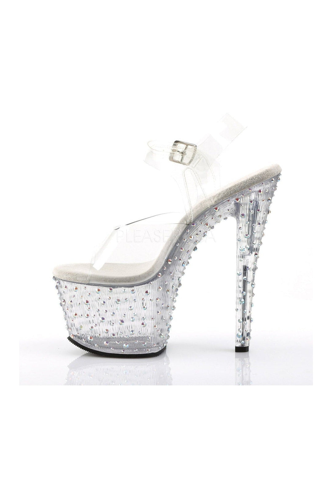 Pleaser STARDANCE-708 Platform Sandal in Clear Vinyl