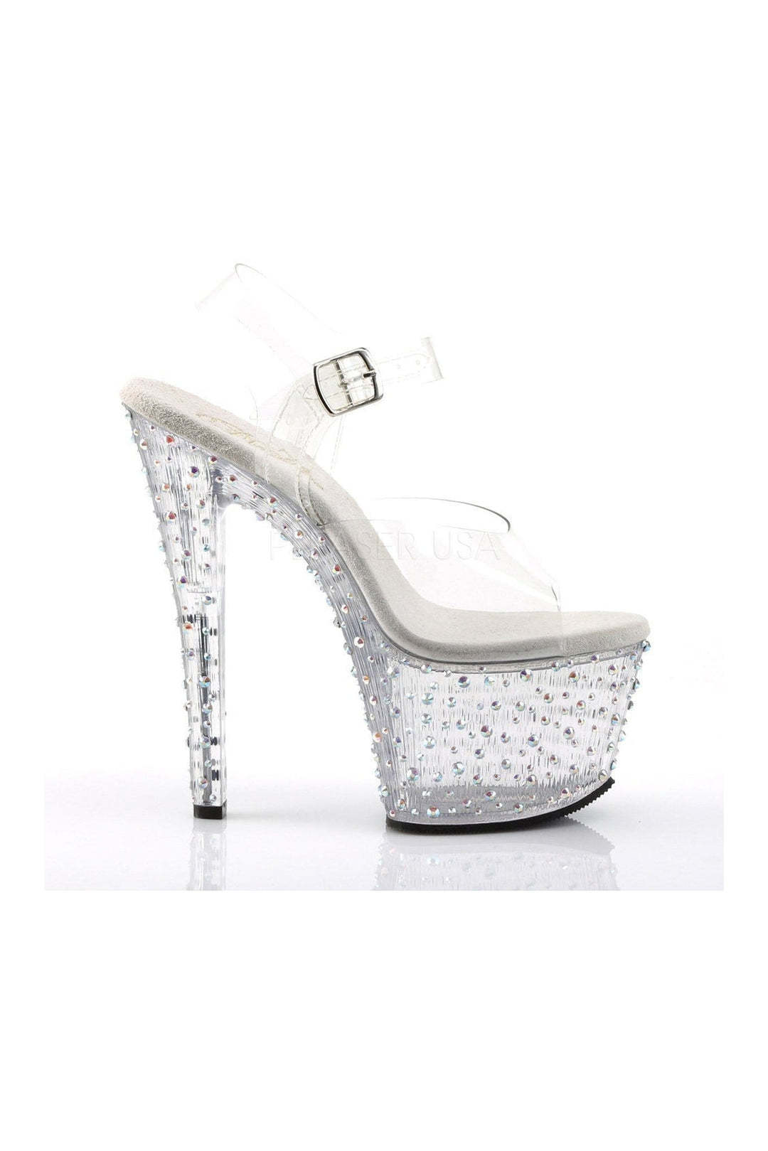 Pleaser STARDANCE-708 Platform Sandal in Clear Vinyl
