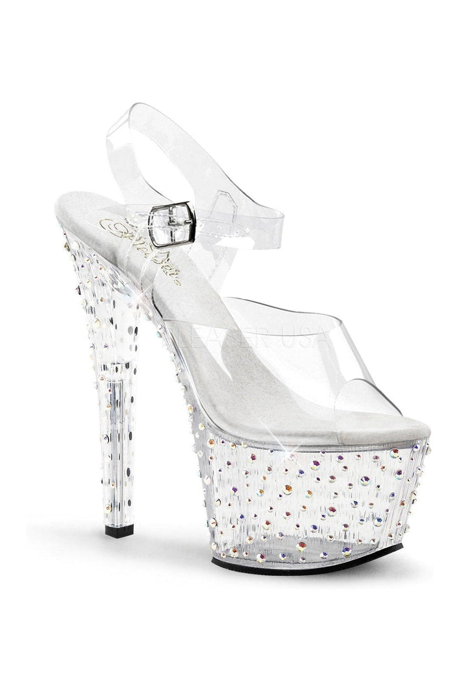 Pleaser STARDANCE-708 Platform Sandal in Clear Vinyl from SexyShoes.com