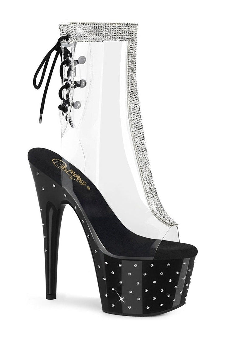 Pleaser STARDUST-1018C-2RS Exotic Ankle Boot in Clear Vinyl from SexyShoes.com