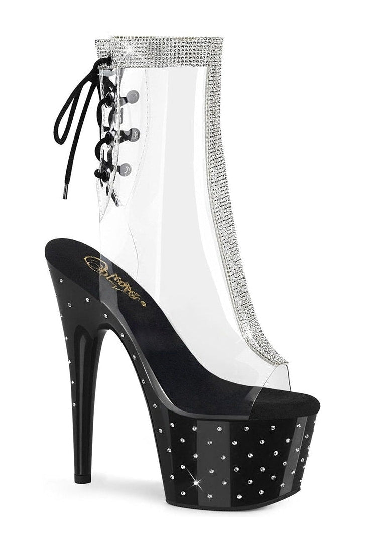 STARDUST-1018C-2RS Exotic Ankle Boot | Clear Vinyl-Ankle Boots-Pleaser-Clear-8-Vinyl-SEXYSHOES.COM