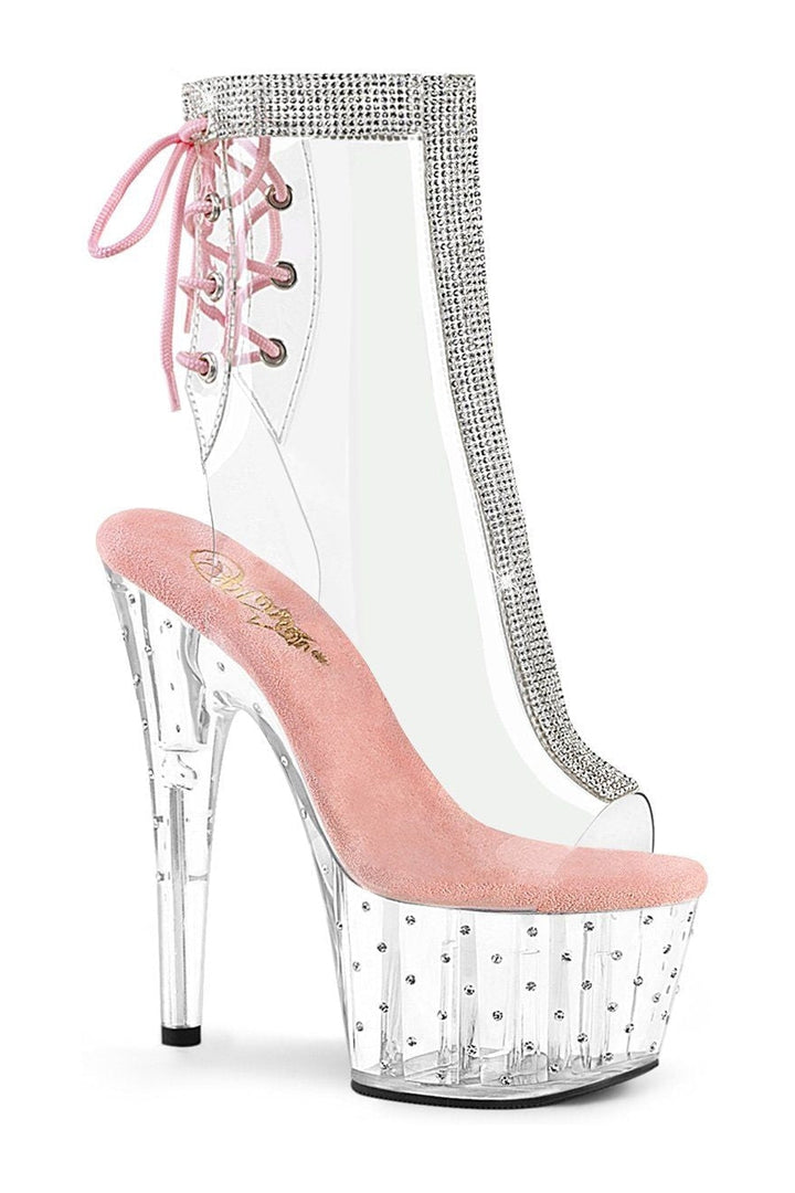 STARDUST-1018C-2RS Exotic Ankle Boot | Clear Vinyl-Ankle Boots-Pleaser-Clear-7-Vinyl-SEXYSHOES.COM