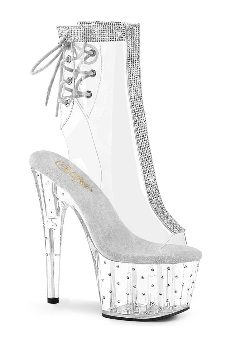 Pleaser STARDUST-1018C-2RS Exotic Ankle Boot in Clear Vinyl from SexyShoes.com