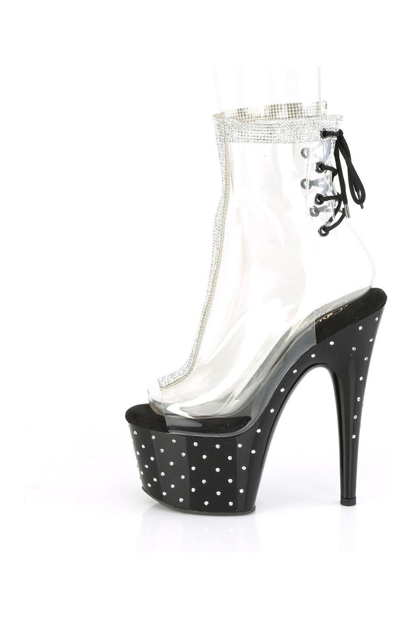 Pleaser STARDUST-1018C-2RS Exotic Ankle Boot in Clear Vinyl
