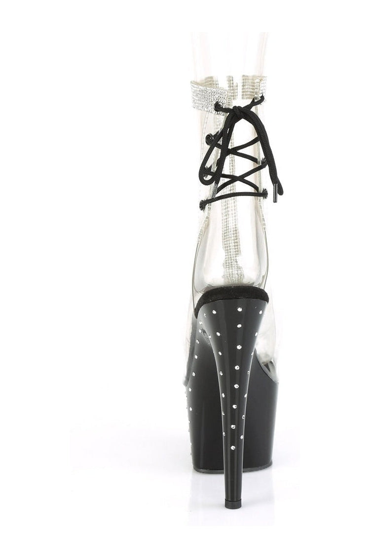 Pleaser STARDUST-1018C-2RS Exotic Ankle Boot in Clear Vinyl