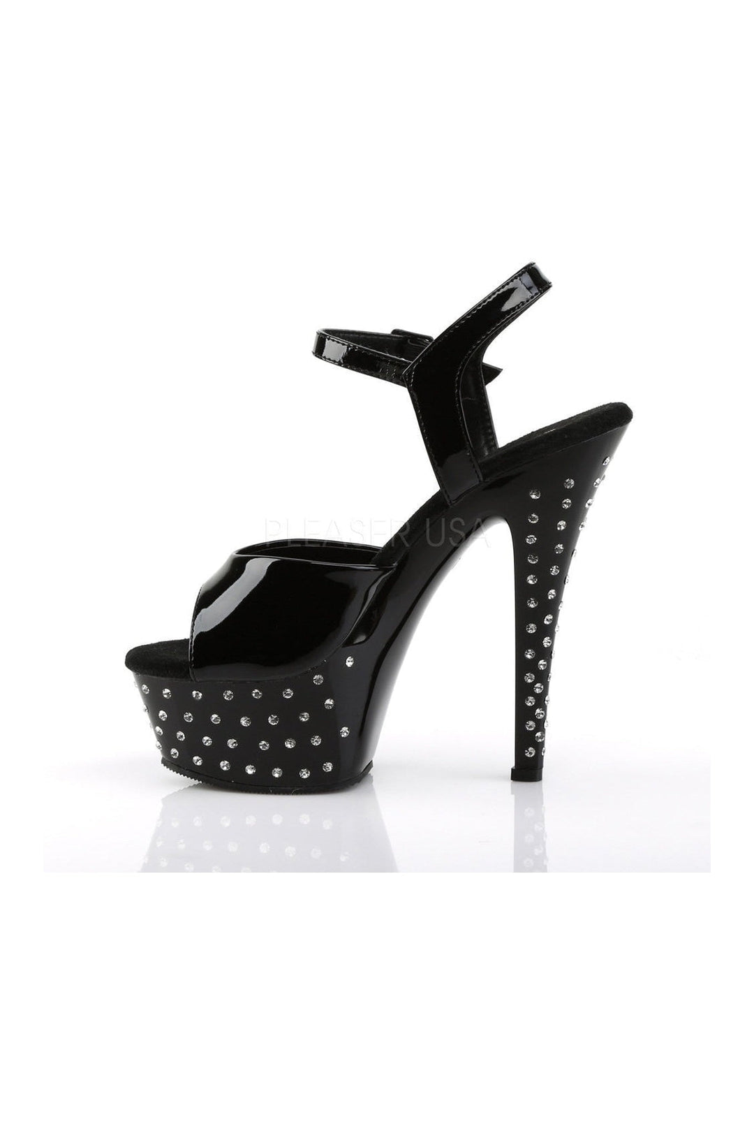 Pleaser STARDUST-609 Platform Sandal in Black Patent