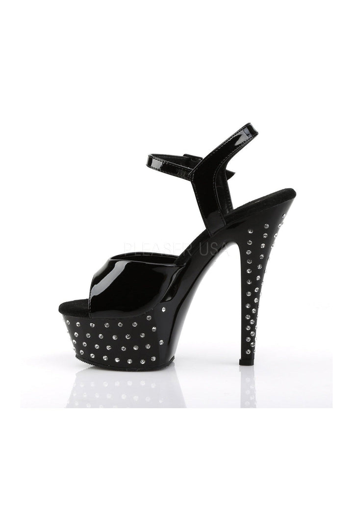 STARDUST-609 Platform Sandal | Black Patent-Pleaser-Sandals-SEXYSHOES.COM