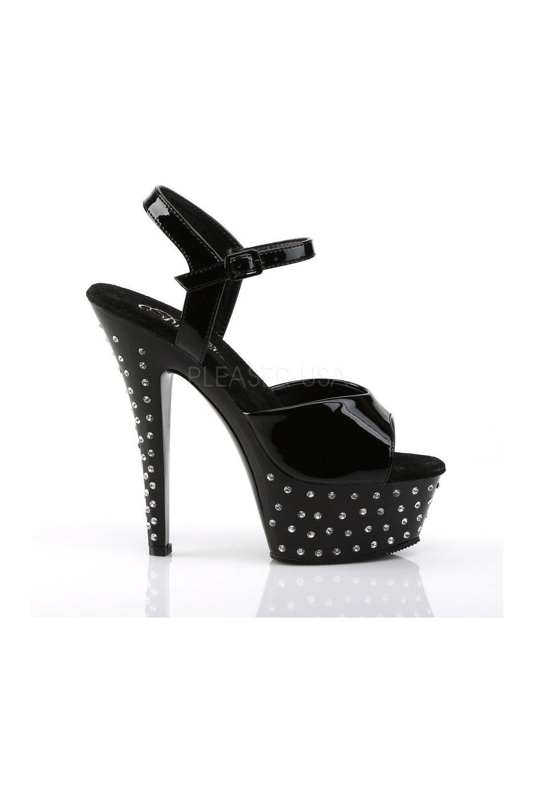 Pleaser STARDUST-609 Platform Sandal in Black Patent