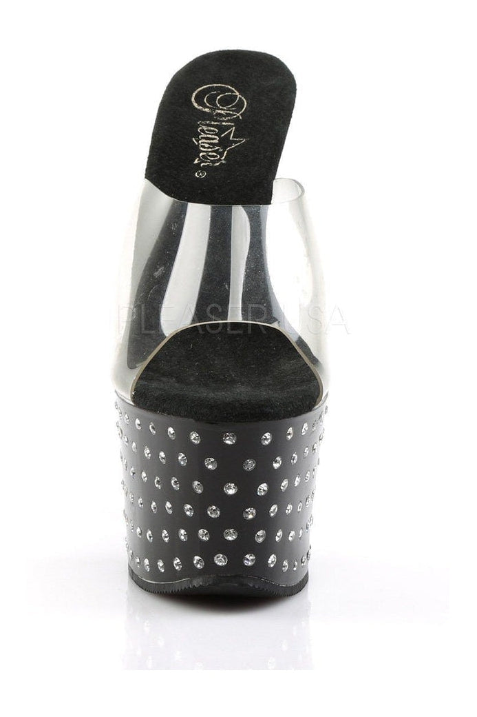 STARDUST-701 Platform Slide | Black Vinyl-Pleaser-Slides-SEXYSHOES.COM