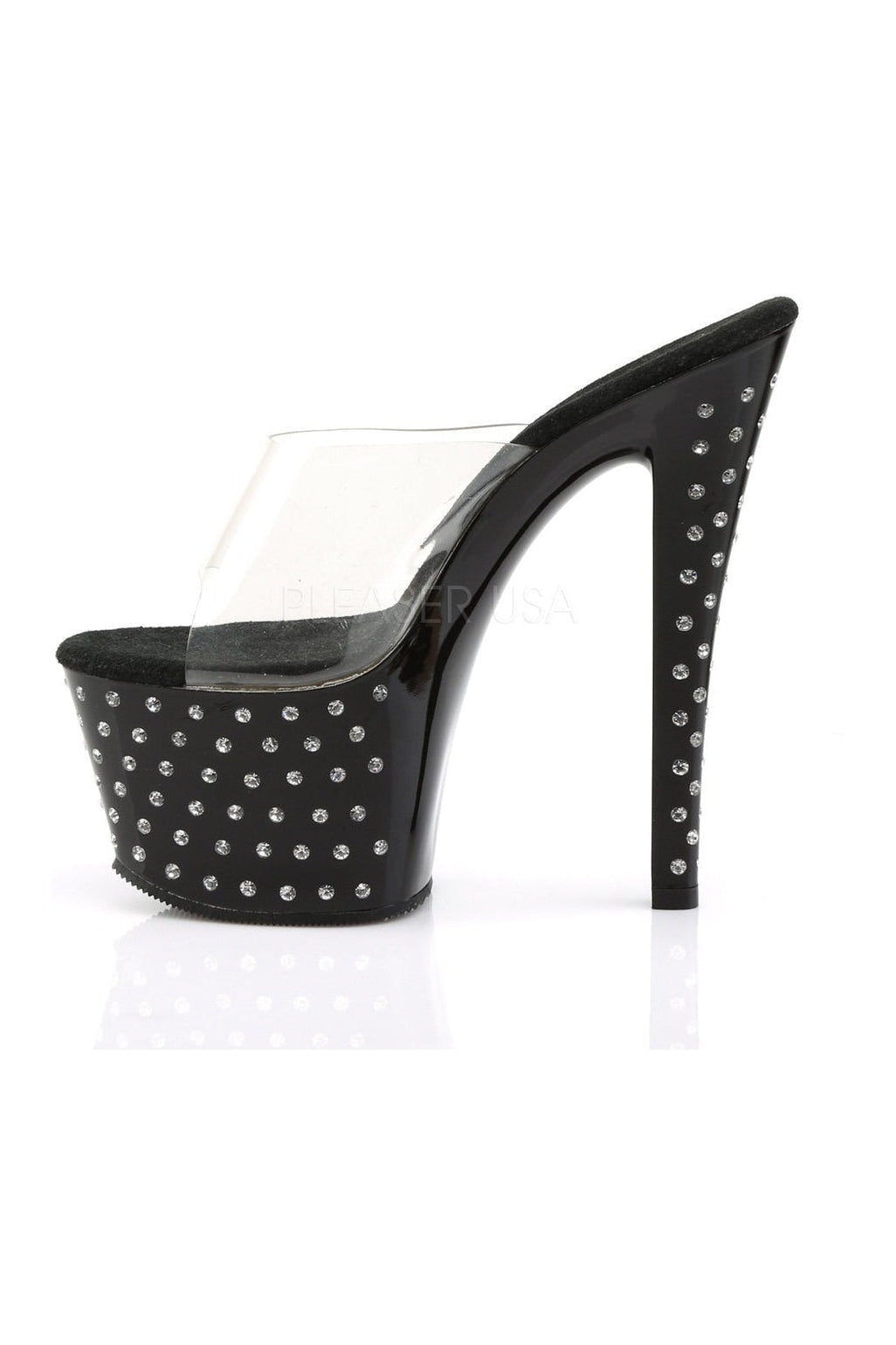 Pleaser STARDUST-701 Platform Slide in Black Vinyl