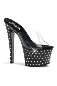 Pleaser STARDUST-701 Platform Slide in Black Vinyl from SexyShoes.com
