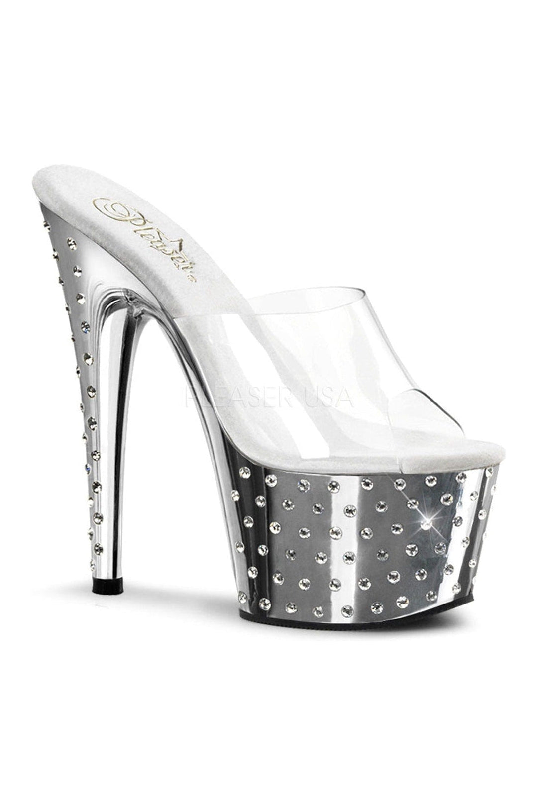 Pleaser STARDUST-701 Platform Slide in Clear Vinyl from SexyShoes.com