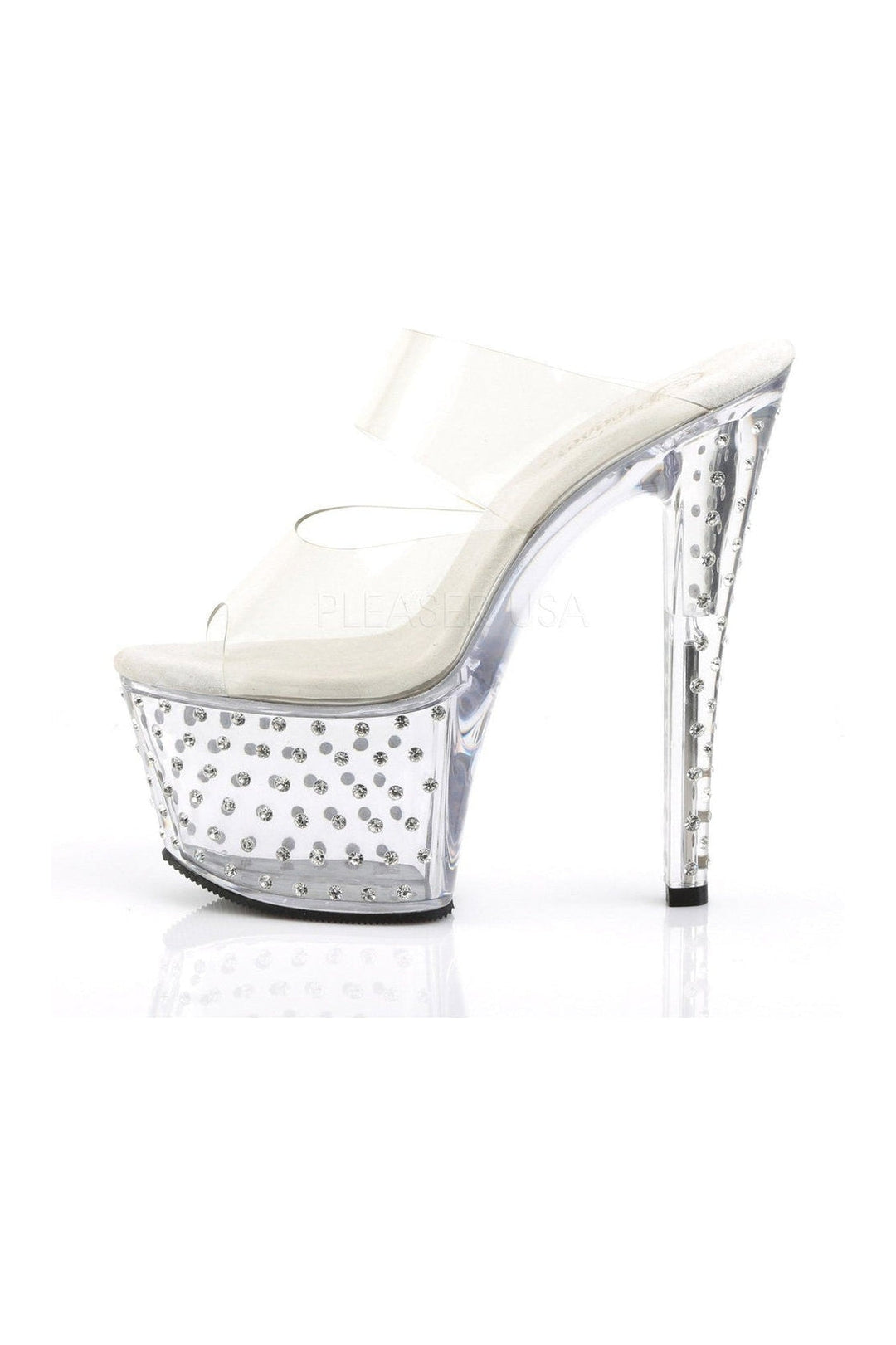 Pleaser STARDUST-702 Platform Slide in Clear Vinyl