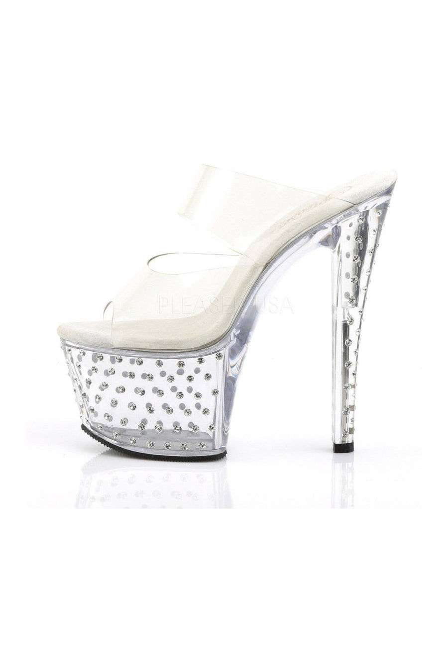 Pleaser STARDUST-702 Platform Slide in Clear Vinyl