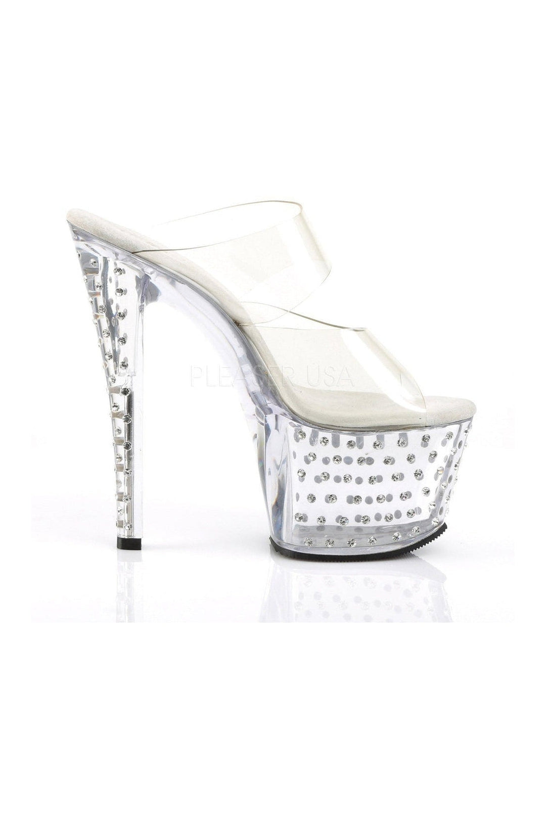 Pleaser STARDUST-702 Platform Slide in Clear Vinyl