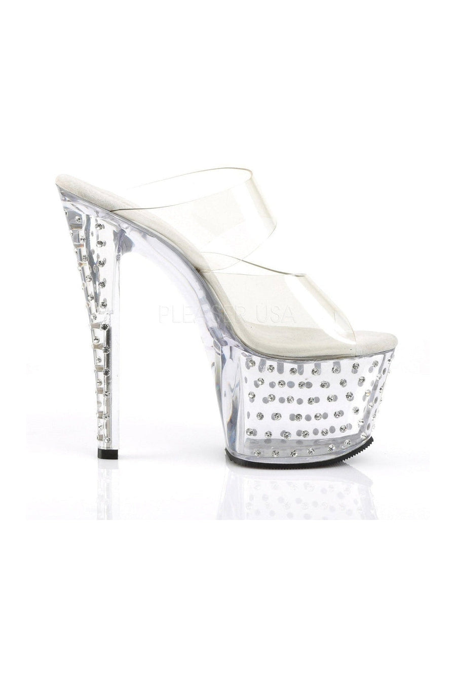 Pleaser STARDUST-702 Platform Slide in Clear Vinyl