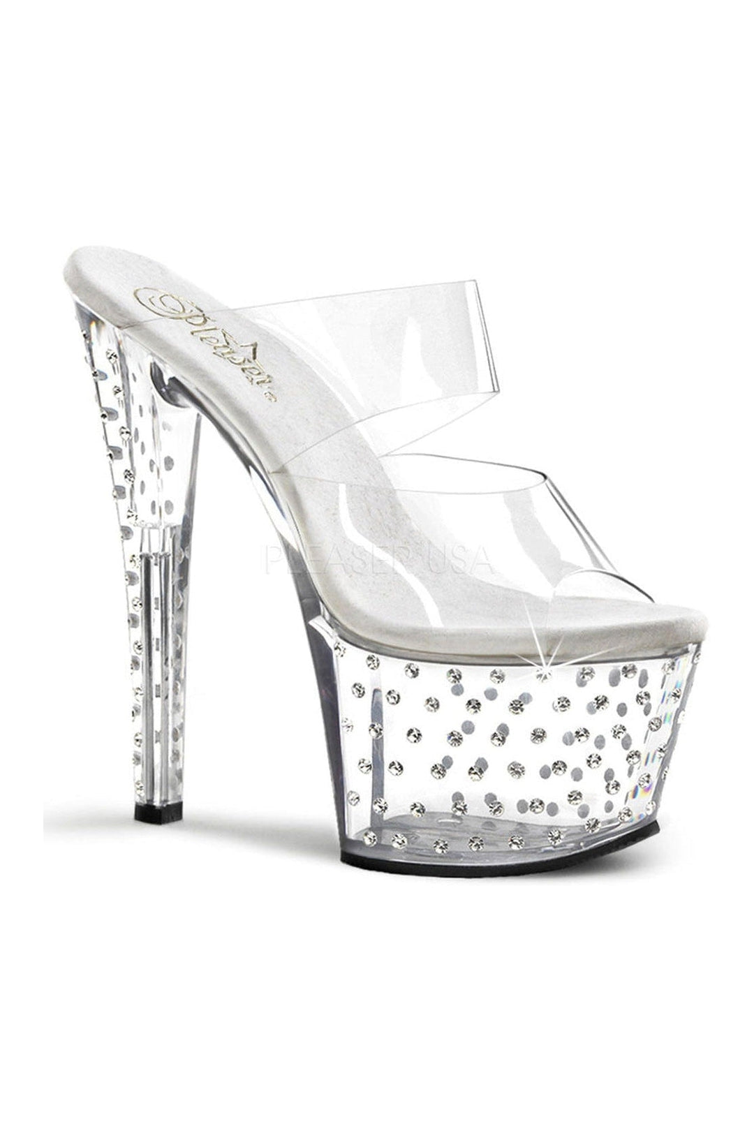Pleaser STARDUST-702 Platform Slide in Clear Vinyl from SexyShoes.com