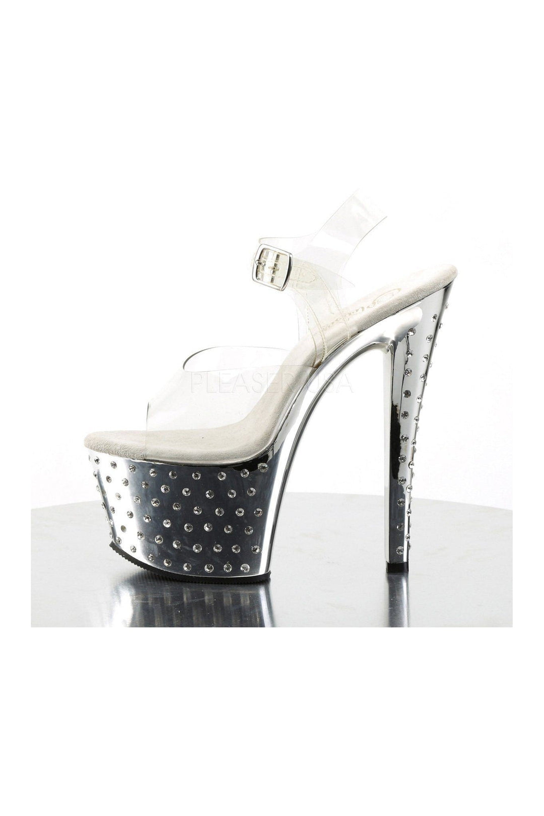 Pleaser STARDUST-708 Platform Sandal in Clear Vinyl