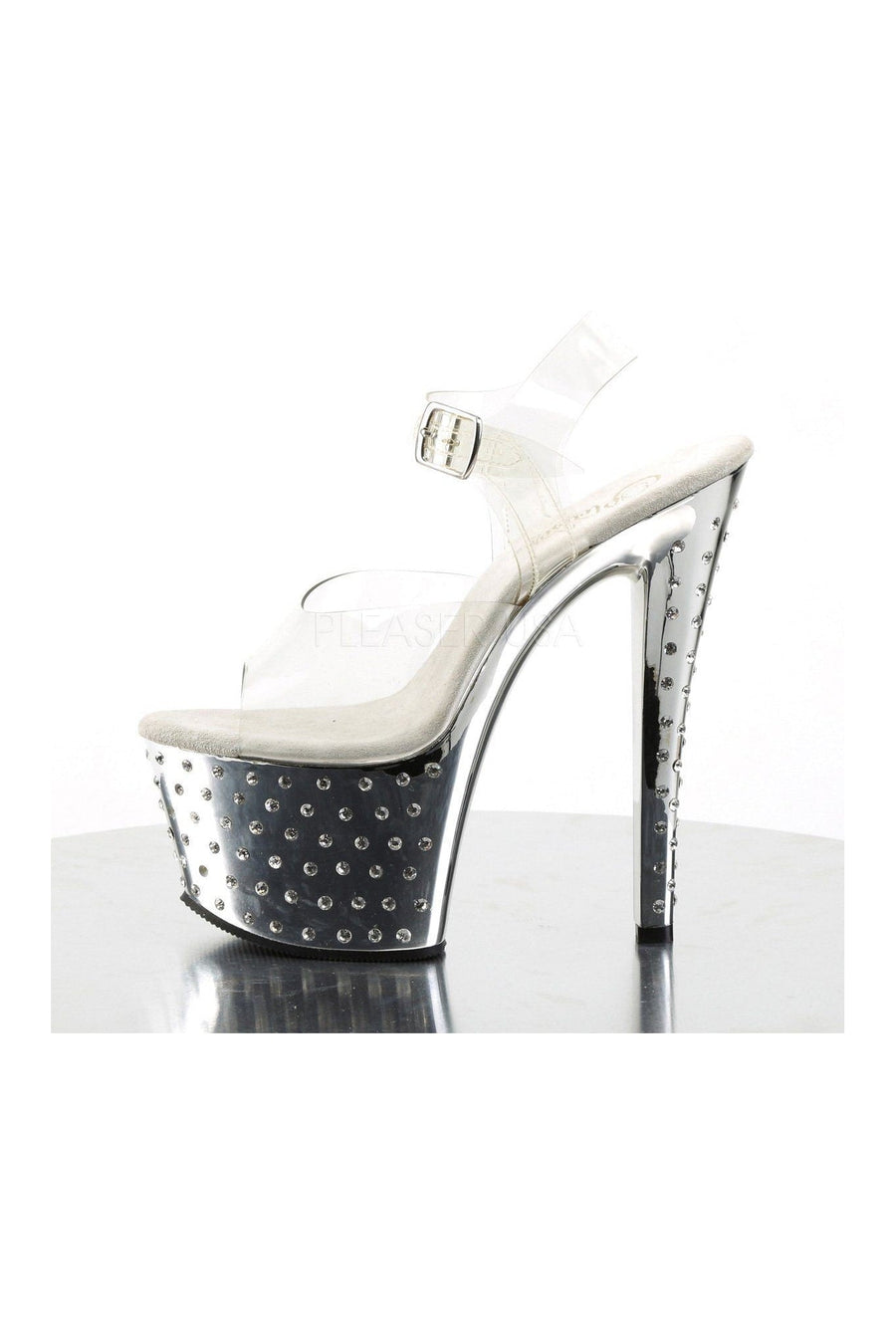Pleaser STARDUST-708 Platform Sandal in Clear Vinyl