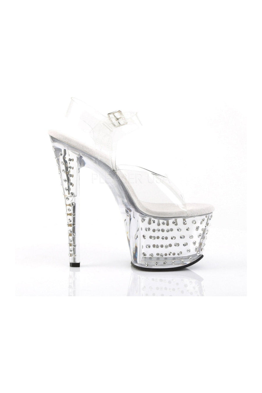 Pleaser STARDUST-708 Platform Sandal in Clear Vinyl