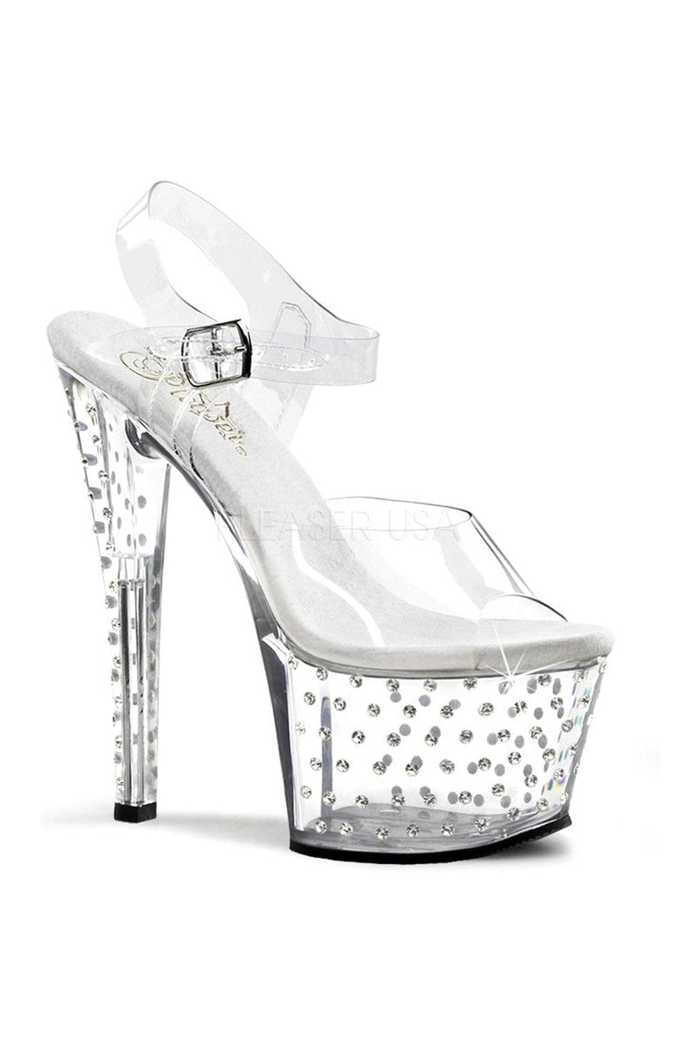 STARDUST-708 Platform Sandal | Clear Vinyl-Pleaser-Clear-Sandals-SEXYSHOES.COM