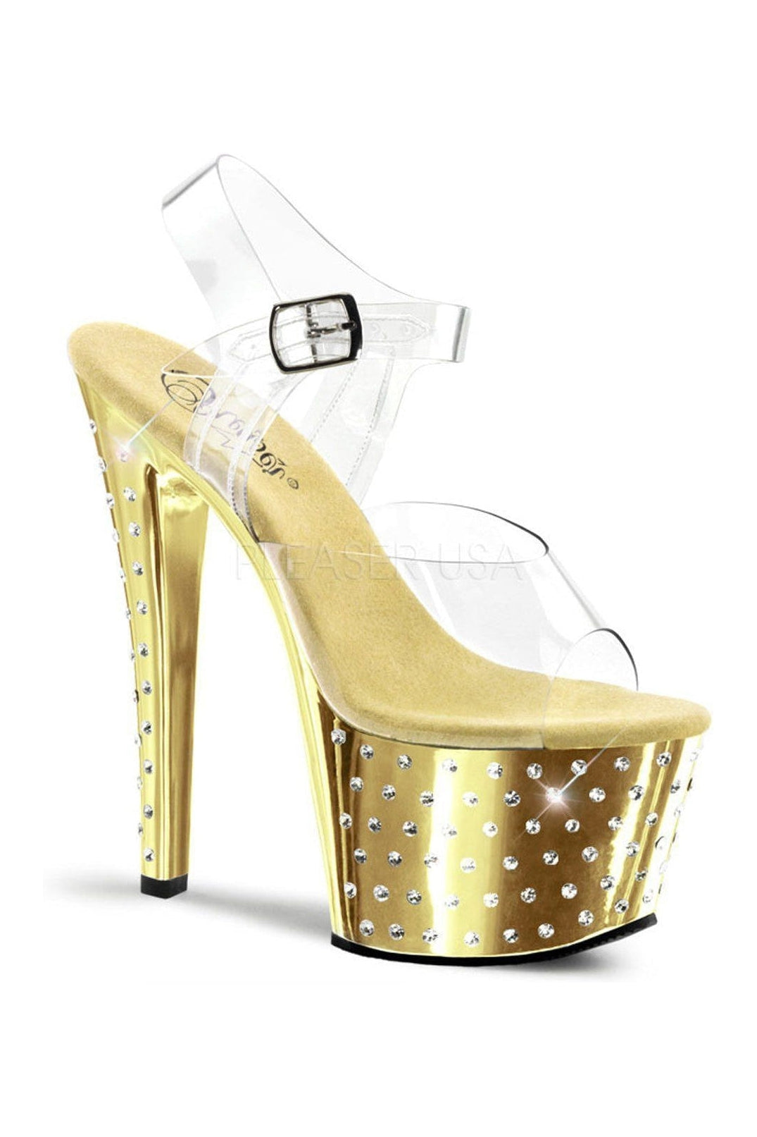 STARDUST-708 Platform Sandal | Clear Vinyl-Pleaser-Clear-Sandals-SEXYSHOES.COM