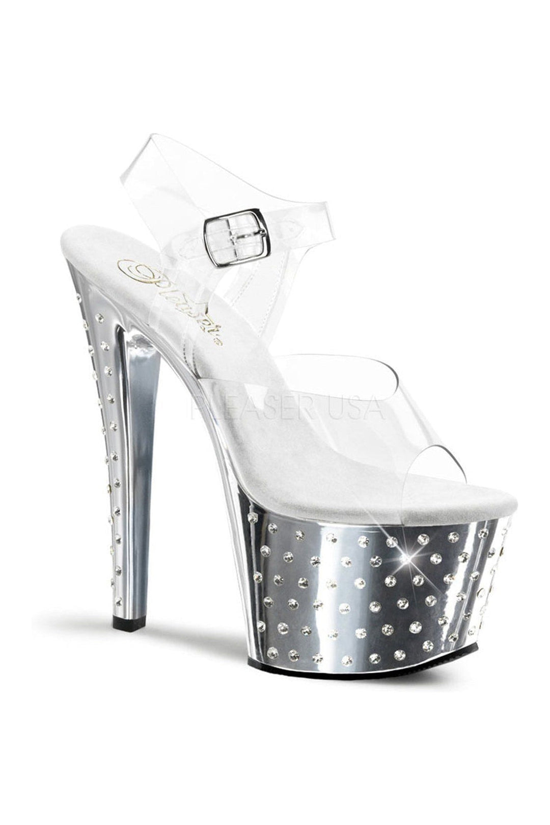 Pleaser STARDUST-708 Platform Sandal in Clear Vinyl from SexyShoes.com