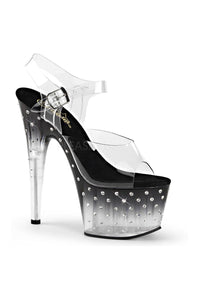 Pleaser STARDUST-708T Platform Sandal in Black Vinyl from SexyShoes.com