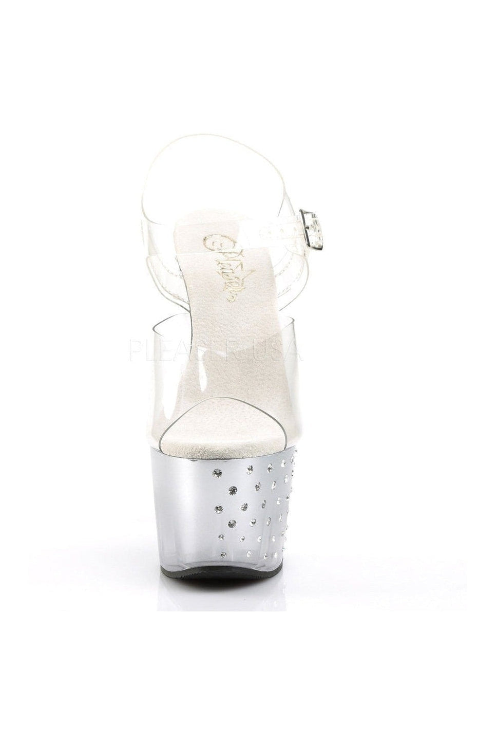 Pleaser STARDUST-708T Platform Sandal in Clear Vinyl