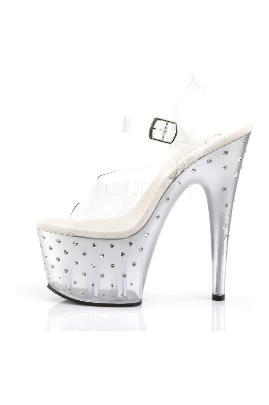 Pleaser STARDUST-708T Platform Sandal in Clear Vinyl