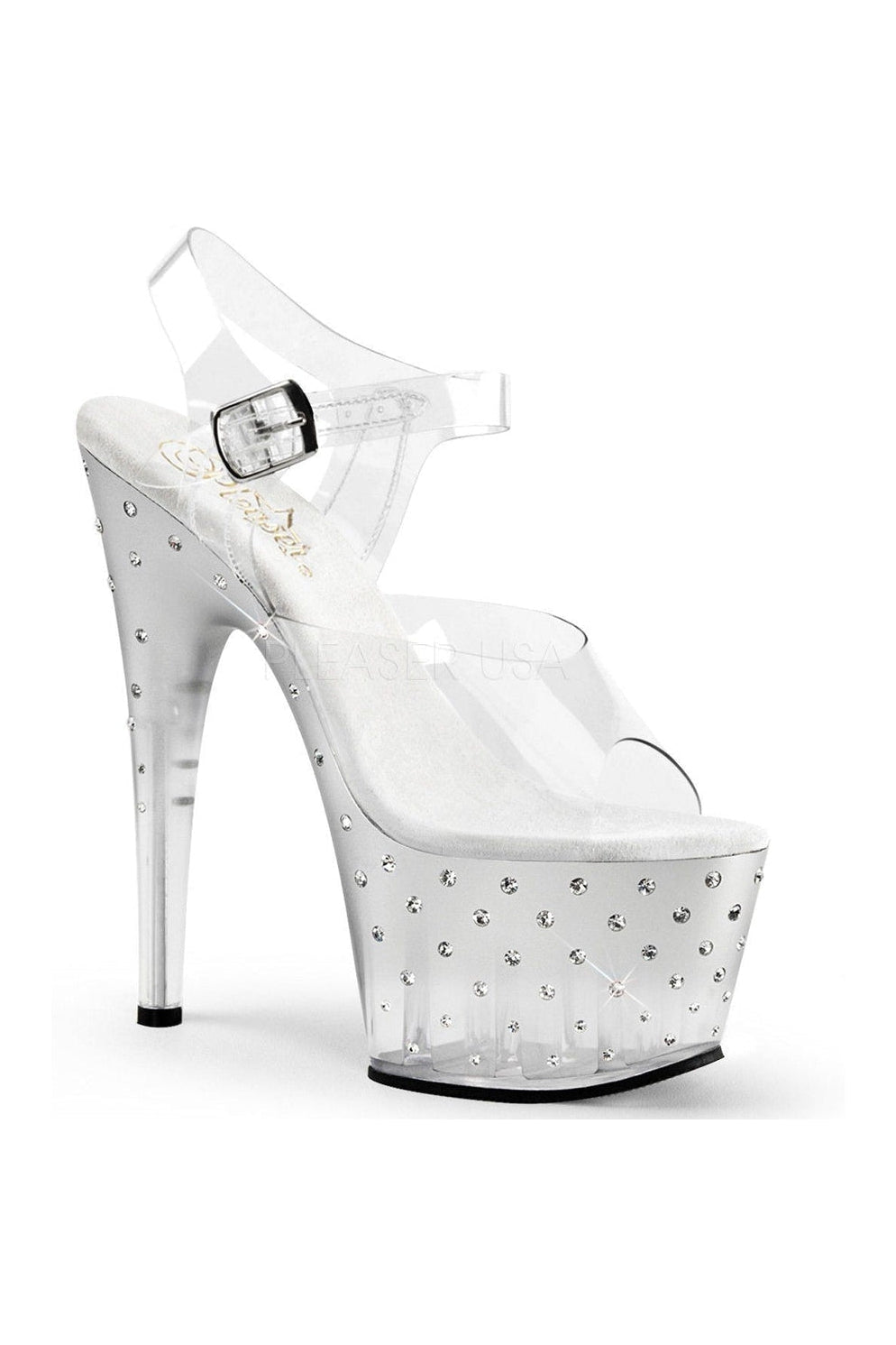 STARDUST-708T Platform Sandal | Clear Vinyl-Pleaser-Clear-Sandals-SEXYSHOES.COM