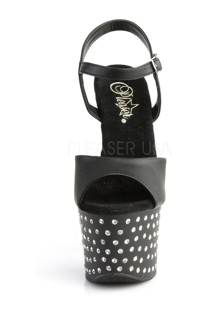 STARDUST-709 Platform Sandal  | Black Faux Leather