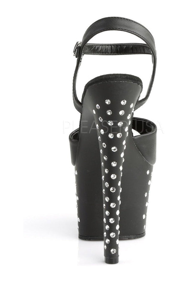 Pleaser STARDUST-709 Platform Sandal in Black Faux Leather