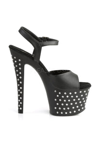 Pleaser STARDUST-709 Platform Sandal in Black Faux Leather