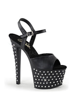 STARDUST-709 Platform Sandal  | Black Faux Leather