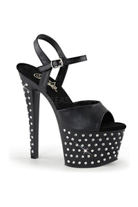 Pleaser STARDUST-709 Platform Sandal in Black Faux Leather from SexyShoes.com