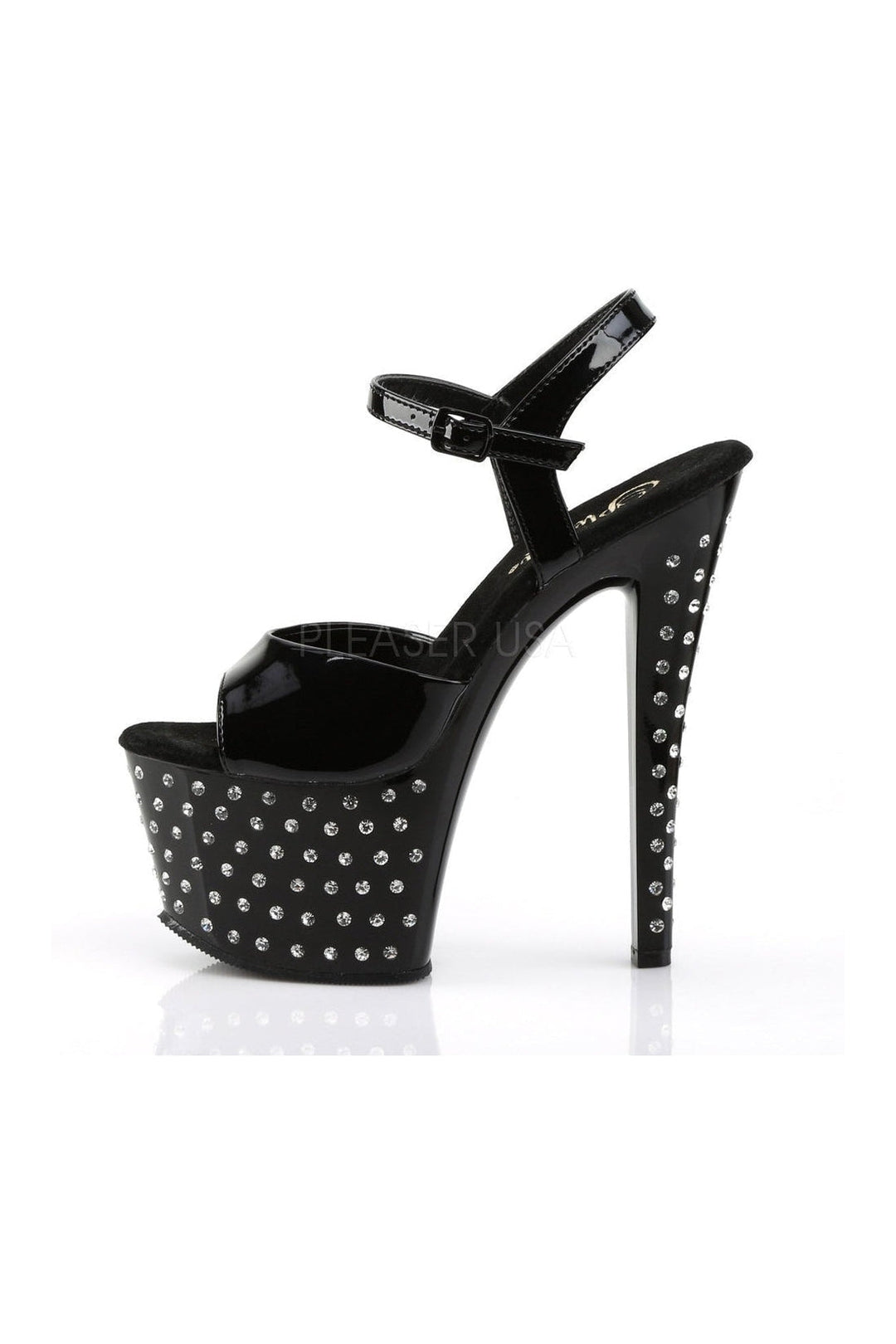 Pleaser STARDUST-709 Platform Sandal in Black Patent